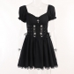 Europe and the United States casual temperament street short skirt design sense summer rose thin lace A pendulum dress