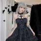 Halloween women's dress fall new personality cross hanging neck dark cinched waist shaggy skirt