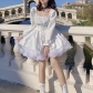 Cute and sweet Bubble Sleeve breast revealing dress Lace Lace Princess skirt 2023 Spring