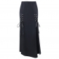 Europe and the United States personality dark trend sexy slim black corns strap design slit half skirt female