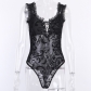 Europe and the United States black new lace square neck jumpsuit suspender vest female perspective sexy inside take leggings