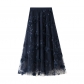 Net yarn embroidery heavy worker skirt large yarn skirt autumn new A -line literary high -waisted long skirt