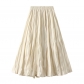 Autumn new high -waisted slimming folds mid -length large -sized A -line skirt women's skirt women