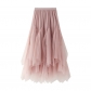 Boxer skirt autumn and winter women's middle long A -line skirt long skirt long skirt net yarn fresh irregular pleated skirt