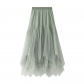Boxer skirt autumn and winter women's middle long A -line skirt long skirt long skirt net yarn fresh irregular pleated skirt