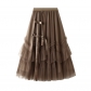 Irregular stitching net gauze skirt women 2023 new high -waisted high waist slim large gauze skirt