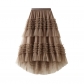 The new versatile mesh long skirt hierarchical heavy workmade cake skirt half -body skirt irregular thin yarn skirt women