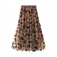 Velvet mesh skirt female summer mid -long long vertical vertical skirt super fairy pleated skirt