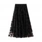 Velvet mesh skirt female summer mid -long long vertical vertical skirt super fairy pleated skirt