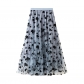 Velvet mesh skirt female summer mid -long long vertical vertical skirt super fairy pleated skirt