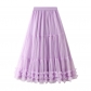 Heavy worker wooden ear stitching large puff fairy yarn skirt high waist sweet long long net yarn skirt