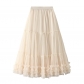 Heavy worker wooden ear stitching large puff fairy yarn skirt high waist sweet long long net yarn skirt