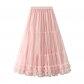 Heavy worker wooden ear stitching large puff fairy yarn skirt high waist sweet long long net yarn skirt