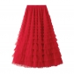 Net yarn cake half -body skirt female spring and autumn new skirt fairy white gauze skirt pleated long skirt