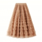 Net yarn cake half -body skirt female spring and autumn new skirt fairy white gauze skirt pleated long skirt