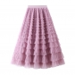 Net yarn cake half -body skirt female spring and autumn new skirt fairy white gauze skirt pleated long skirt