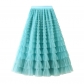 Net yarn cake half -body skirt female spring and autumn new skirt fairy white gauze skirt pleated long skirt