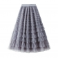 Net yarn cake half -body skirt female spring and autumn new skirt fairy white gauze skirt pleated long skirt