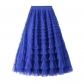 Net yarn cake half -body skirt female spring and autumn new skirt fairy white gauze skirt pleated long skirt