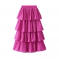 Wooden ear stitching pleated large skirt women's new summer cake skirt