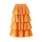 Wooden ear stitching pleated large skirt women's new summer cake skirt