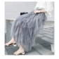 Cake mesh skirt pleated skirt long skirt A -line irregular female skirt mid -length