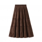Autumn high -waisted lush velvet pleated skirt in the long skirt in the long skirt in the golden velvet skirt