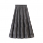 Autumn high -waisted lush velvet pleated skirt in the long skirt in the long skirt in the golden velvet skirt