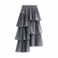 Asymmetric pleated cake skirt women's versatile mid -length lotus leaf edge irregular skirt