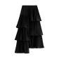 Asymmetric pleated cake skirt women's versatile mid -length lotus leaf edge irregular skirt