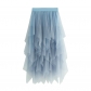 New autumn costume, high waist, thin waist, thin super immortal buds irregular net yarn skirt women