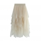 New autumn costume, high waist, thin waist, thin super immortal buds irregular net yarn skirt women