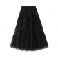 Cake skirt spring new mesh long skirt design half -body skirt wild mesh splicing puff skirt