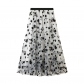 Velvet mesh skirt female summer mid -long long vertical vertical skirt super fairy pleated skirt