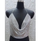 European station women's low -cut back -back metal sequin sequins chain strap deep V exposed navel vest