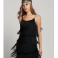 Wind Splicing Tassel Sleeveless A-line Skirt Dress Female 3 colors size 5