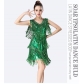 New sequin skirt tassel Latin dance skirt adult double V Latin dance dress female dance performance costume