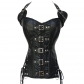 European and American steampunk shapewear hanging neck corset gather waist slimming retro gothic leather corset