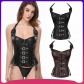 European and American steampunk shapewear hanging neck corset gather waist slimming retro gothic leather corset