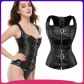 Palace Corset Queen style uniform leather clothing black 10 steel bone reinforced lace-up leather corset leather buckle Shapewear