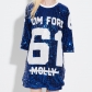 Adult sequin loose stage performance suit ds Singer 61 letter crew neck pullover top performance suit female