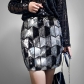 Fashion new matching geometric stitching pattern heavy industry nail beads sequin party short skirt A-line skirt