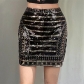 Fashion new everything match socialite temperament elegant heavy industry nail beads sequin party short skirt A-line skirt