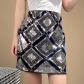 Hot new diamond geometric stitching pattern heavy industry nail beads sequin gold and silver short skirt half short skirt A line skirt