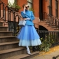 Europe and the United States women's high waist color mesh gauze half dress skirt Peng peng skirt double mesh gauze skirt