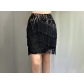 Fashion new everything match socialite temperament elegant heavy industry nail bead sequin fringed skirt A-line skirt