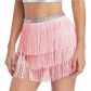 Tassel half skirt belly dance skirt Festival Carnival girl Cowboy clothing 3 layers lace-up hip towel