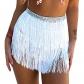Tassel half skirt belly dance skirt Festival Carnival girl Cowboy clothing 3 layers lace-up hip towel