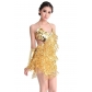 2023 European and American trend deep V festival glitter leaky back spice girl dress nightclub costume