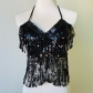 Halloween European and American sequin show performance top belly dance sequin bra DS nightclub stage sequin fringe